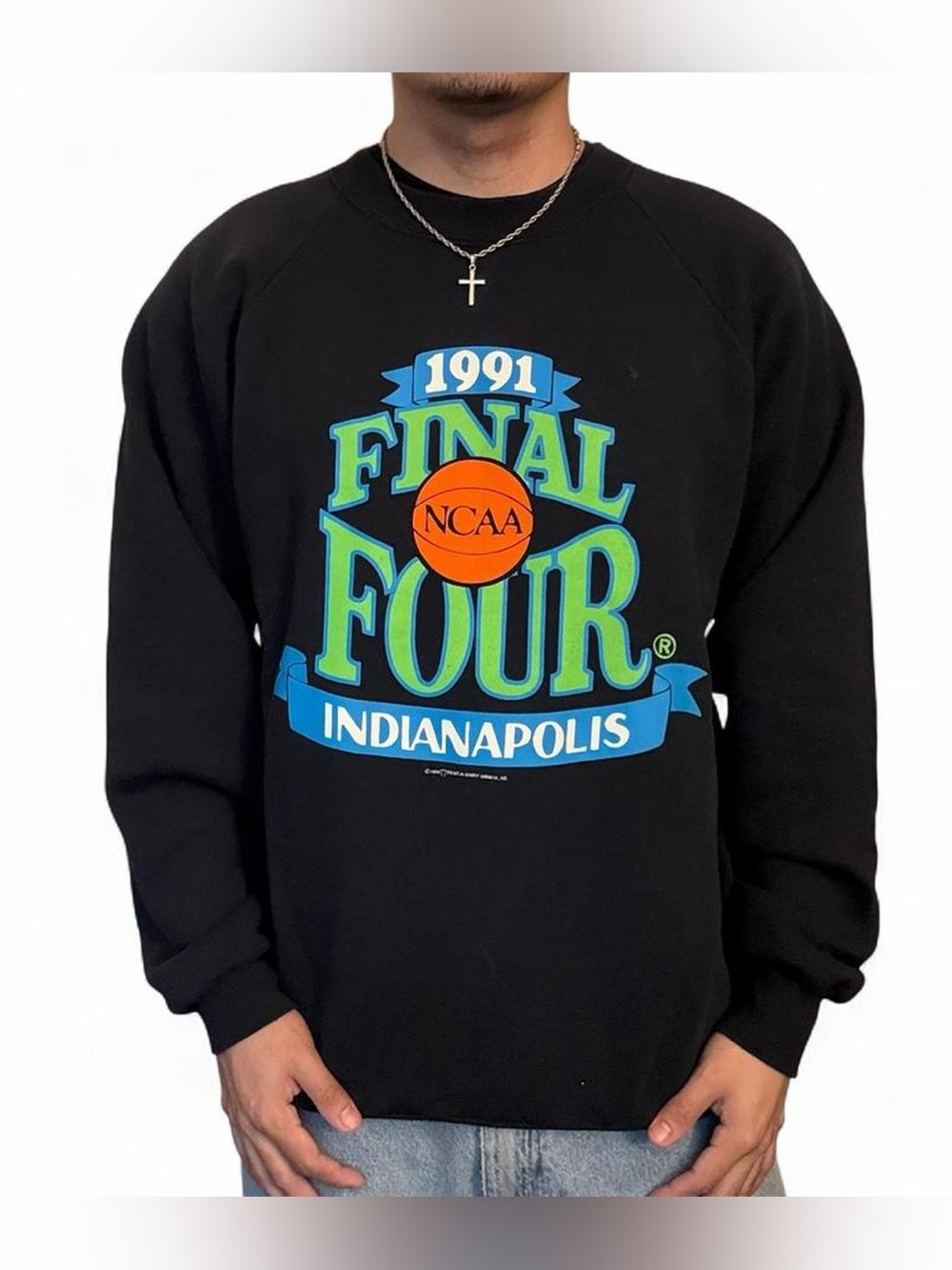 Vintage 1991 Indianapolis Final Four USA Sports Retro Sweatshirt Size L NCAA